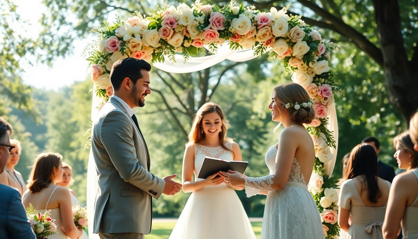Captivating wedding photography capturing a couple's joyful moment during their ceremony.
