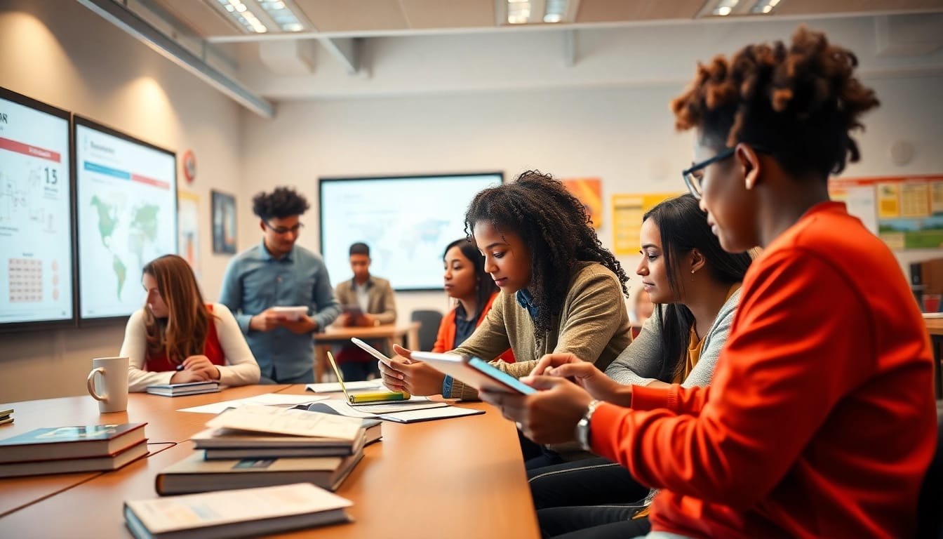 Engaging classroom scene showcasing innovative education methods with diverse students.