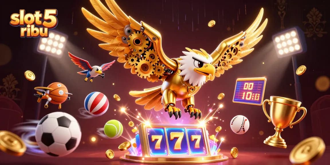Experience thrilling wins with slot 5 ribu in this vibrant, dynamic casino illustration.