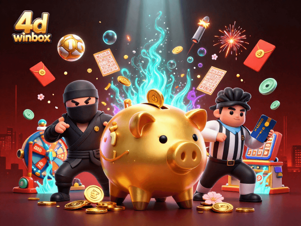 Experience thrilling wins with 4d winbox in this vibrant 3D lottery scene showcasing dynamic game elements.