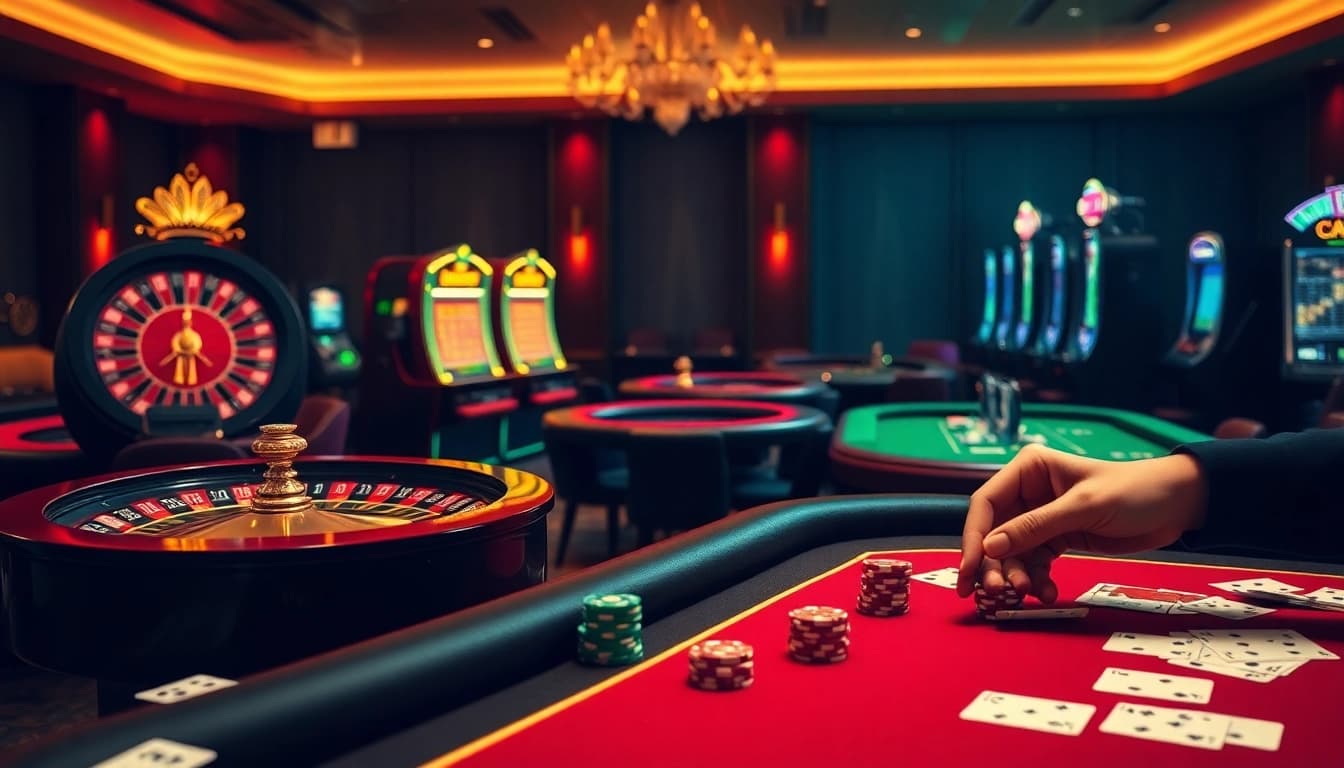 Vivez des jeux captivants dans un cadre de casino en ligne Français de luxe, avec des jeux de roulette et de cartes.