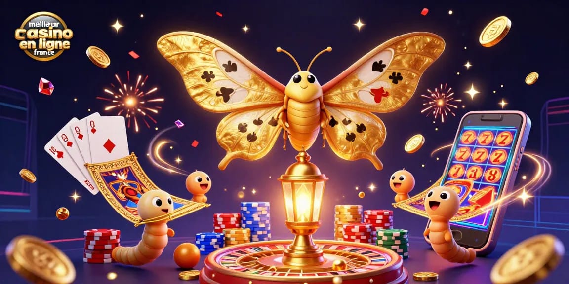 Illustration dynamique du meilleur casino en ligne France, mettant en vedette des éléments de jeu captivants.