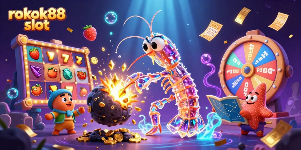 Engage in thrilling gameplay with the rokok88 slot, featuring vibrant slot reels and dynamic fruit symbols.