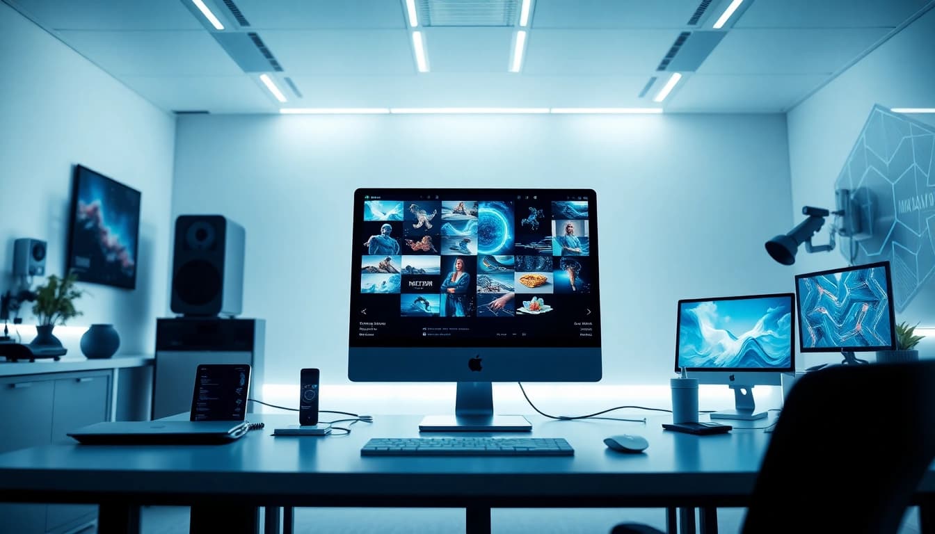 Creating stunning images using Nano Banana 2 AI in a modern workspace.