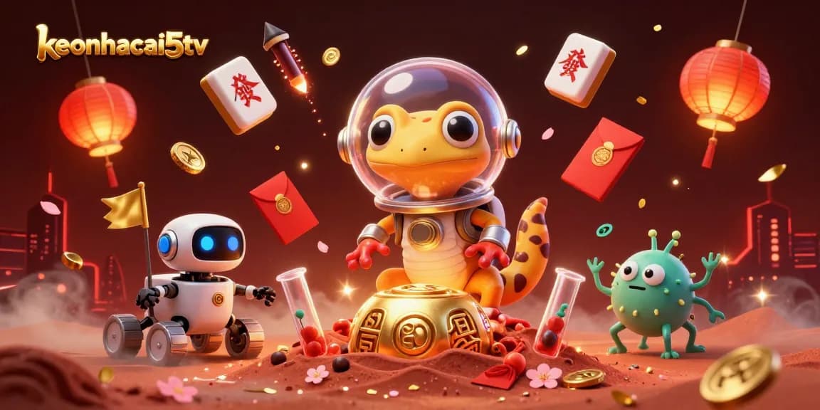 Experience the excitement of keonhacai5tv's virtual casino with our 3D Martian adventure illustration.