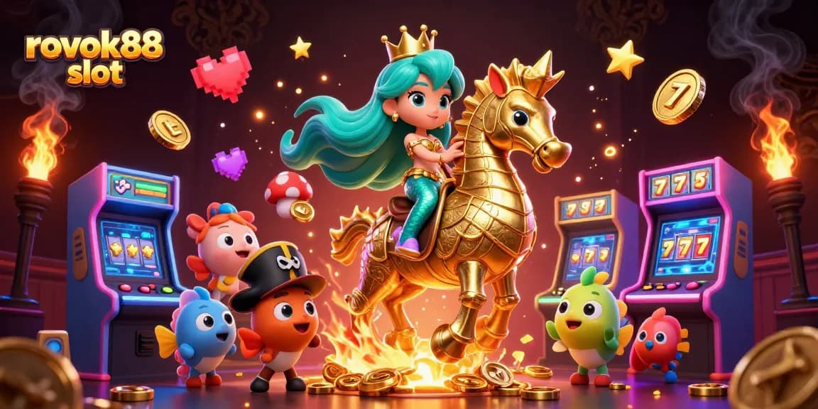 Experience the excitement of rokok88 slot with a vibrant 3D casino mermaid scene filled with golden rewards.