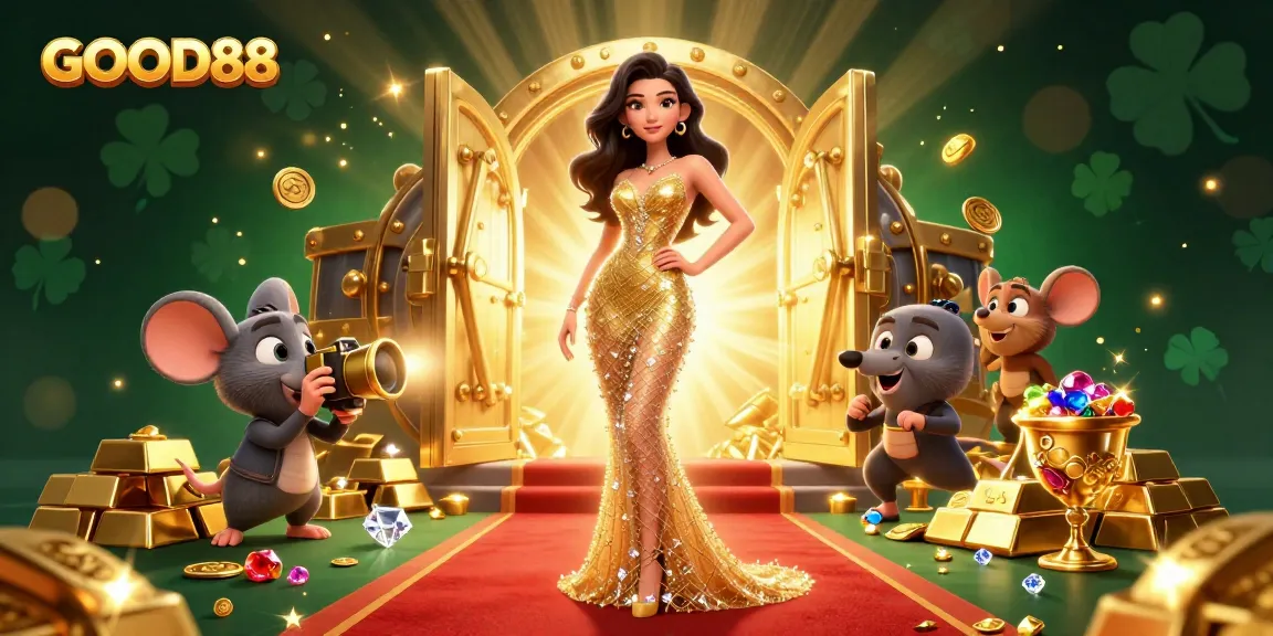 Experience the thrill of winnings at GOOD88 with vibrant casino elements and a glamorous atmosphere.
