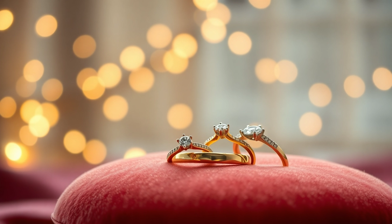 Showcase stunning promise rings on a velvet cushion, highlighting their elegance and sparkle.