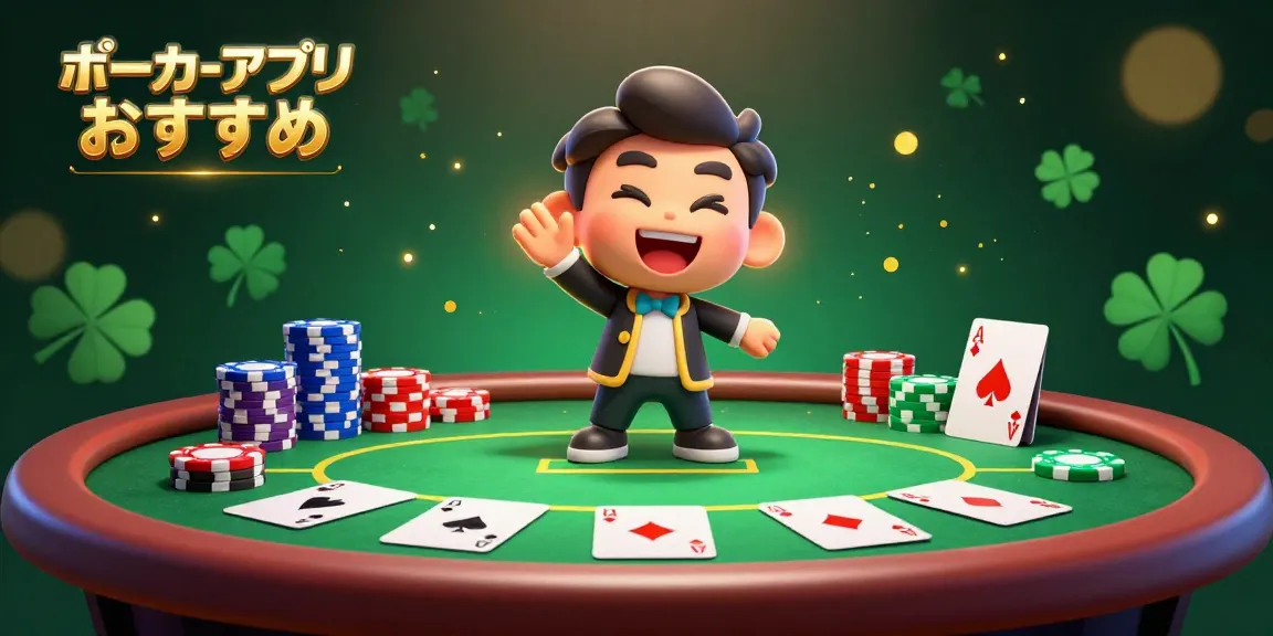 ポーカーアプリ おすすめのゲーム体験を提供するイラストで、ポーカーの魅力を紹介しています。