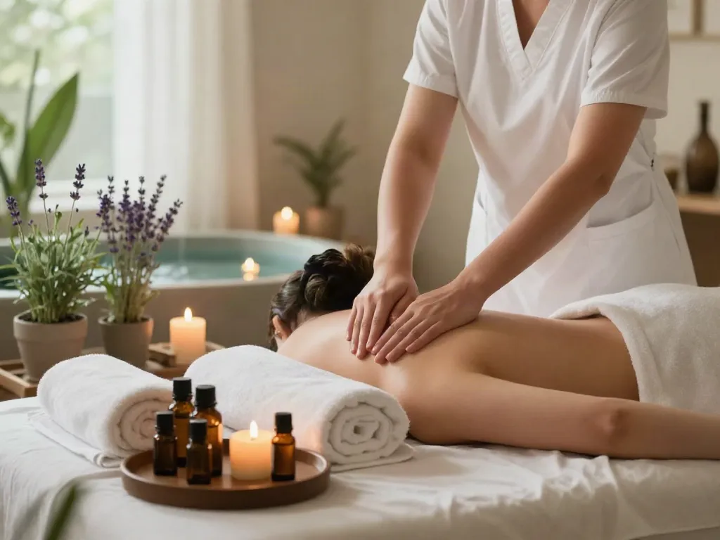 Tranquil wellness spa setup for a 주안출장마사지 experience with soothing ambiance.