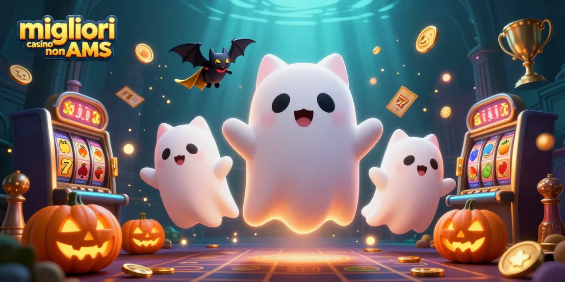 Giocare ai migliori casino non AAMS con fortuna e fantasia: un gatto fantasma e un pipistrello sullo sfondo di una magnifica mansion.