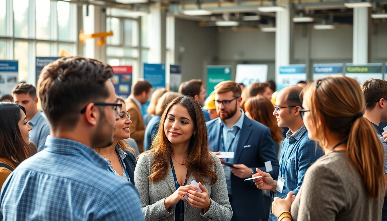 Engaging construction networking events scene showcasing professionals exchanging ideas.