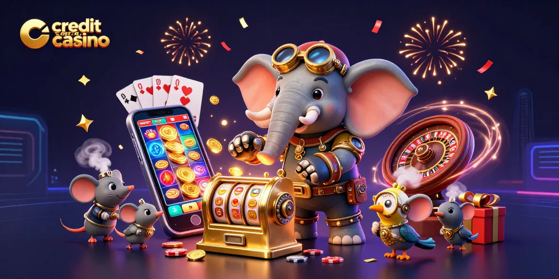 Win big at a credit card casino with a steampunk elephant executing stunning slot games and dynamic gameplay.