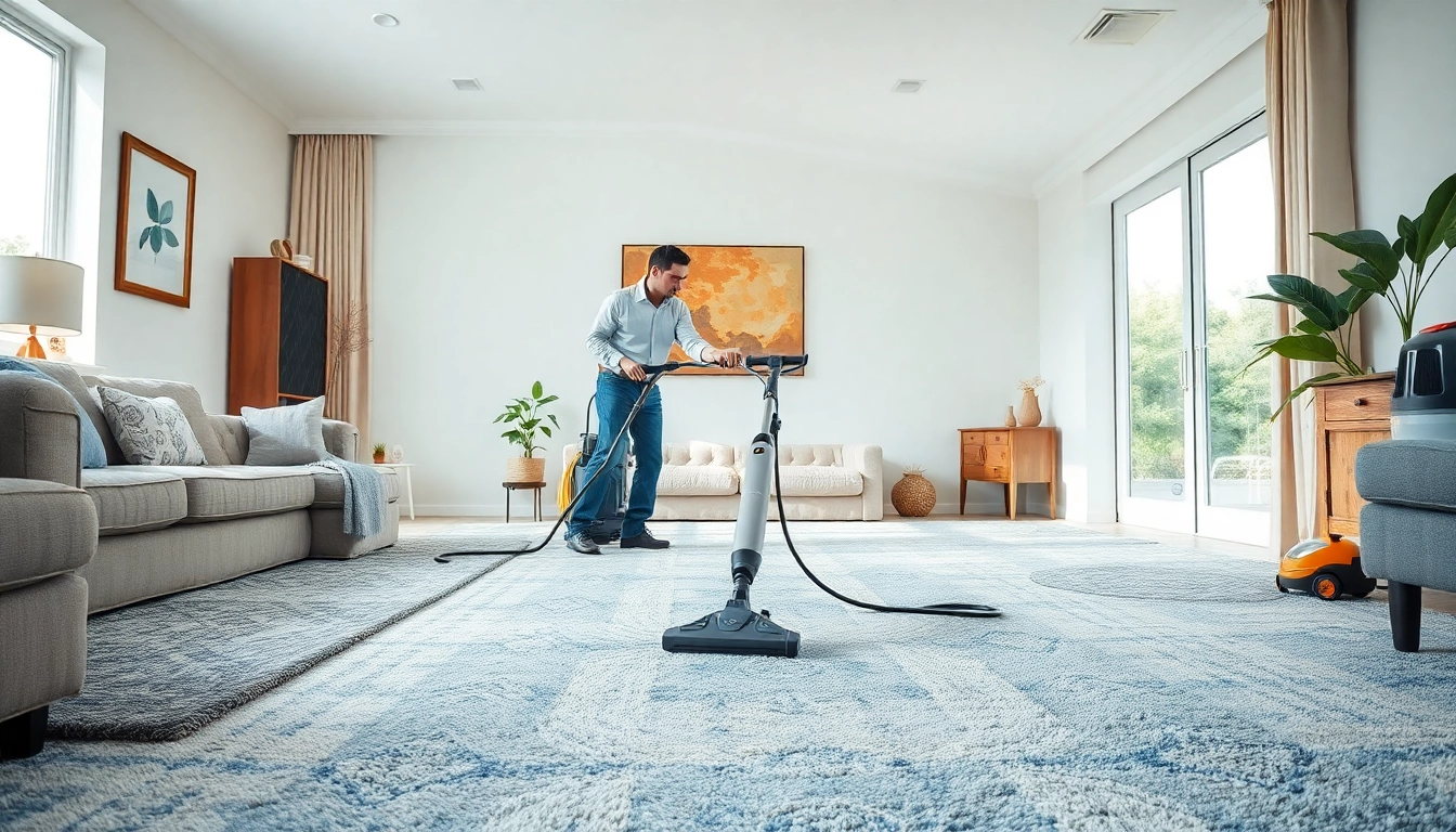 Find the best carpet cleaners near me with a professional cleaning technician in action.