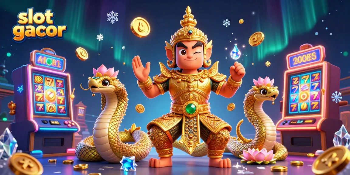 Experience thrilling action with slot gacor as the 3D Thai guardian and Naga serpent illuminate the casino scene.