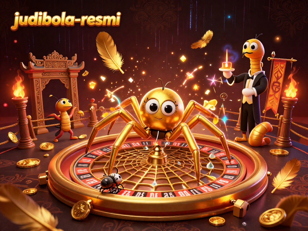 Engage in thrilling bets with judibola-resmi at a stylish roulette web crafted by a golden spider.