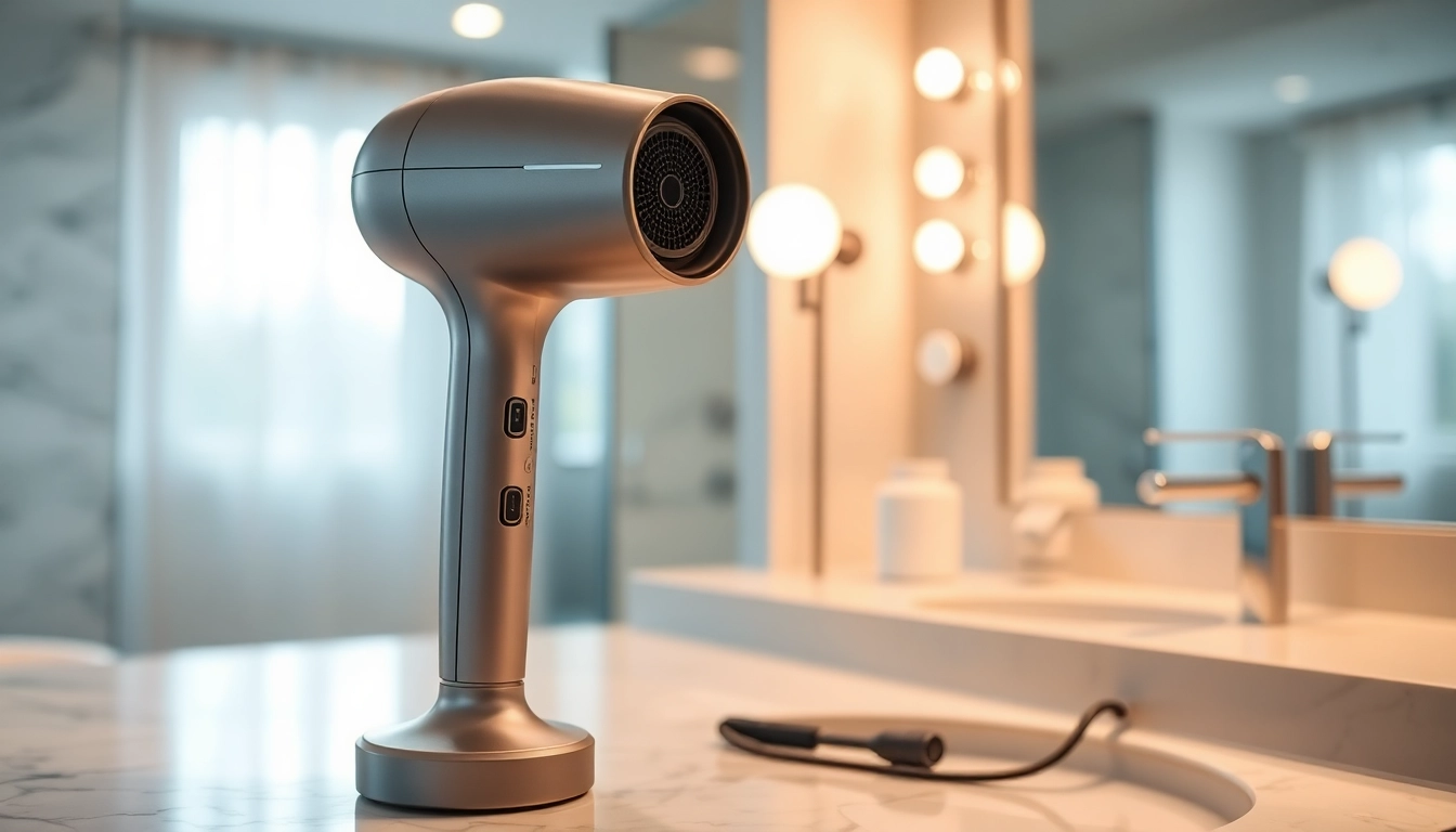 Use a hair dryer for fine hair to achieve volume and shine in a modern bath.