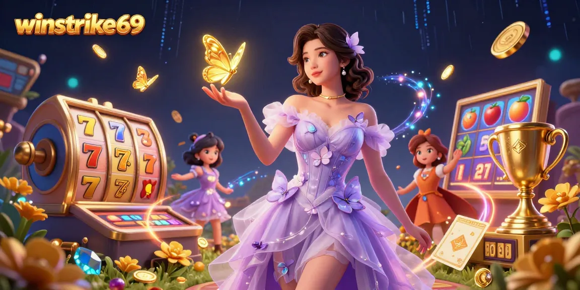 Winstrike69 offers exciting slot adventures with vibrant jackpots and energetic gameplay in a dazzling casino scene.