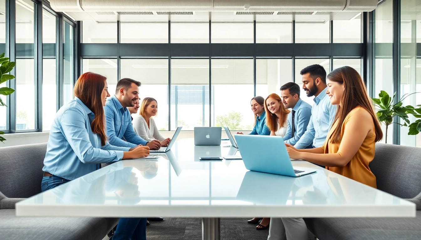 SEO Agency Clearwater team engaging in a collaborative meeting in a bright office.