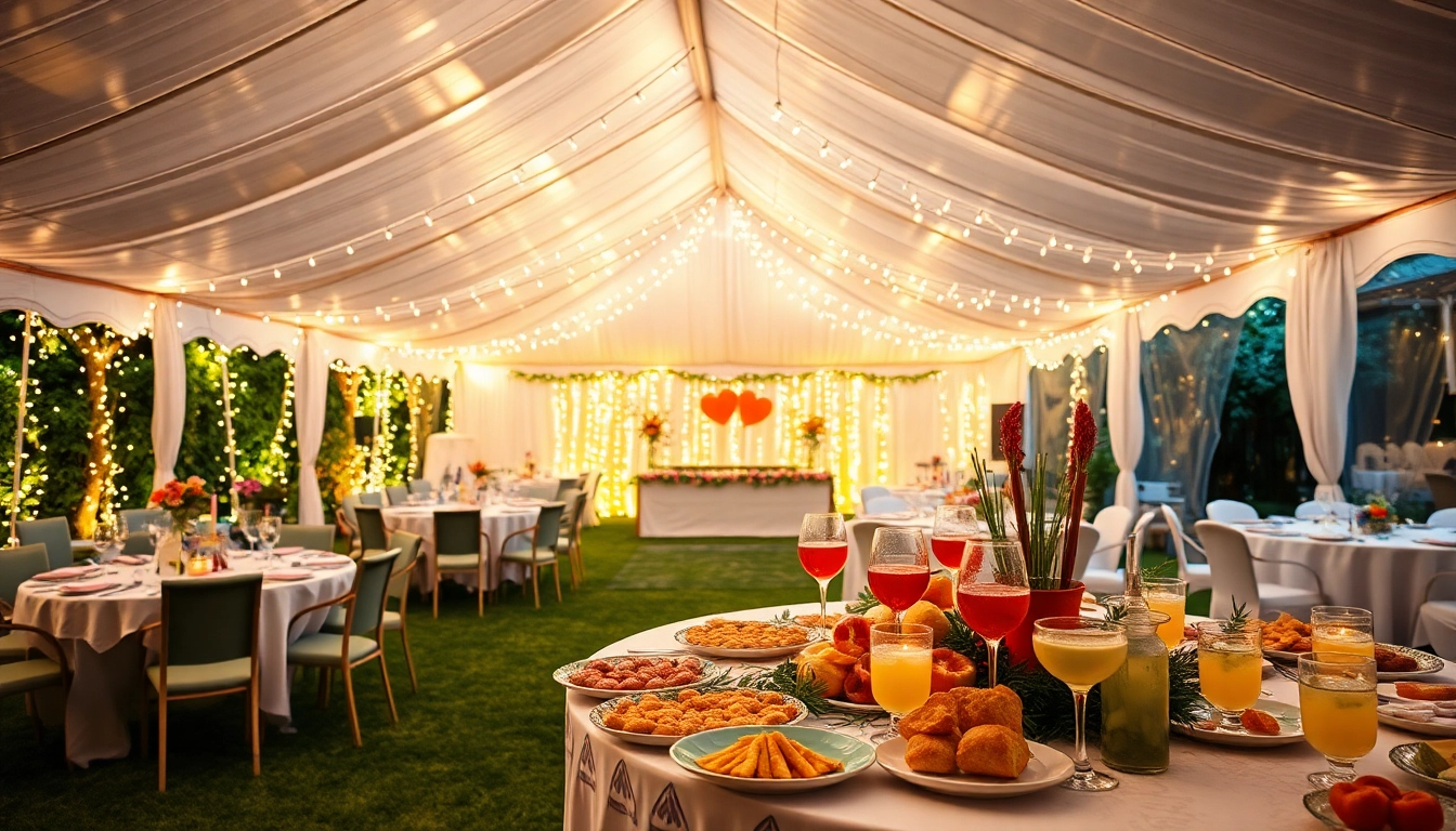 Enjoy beautiful Party Tent Rentals for memorable outdoor celebrations with elegant table settings.