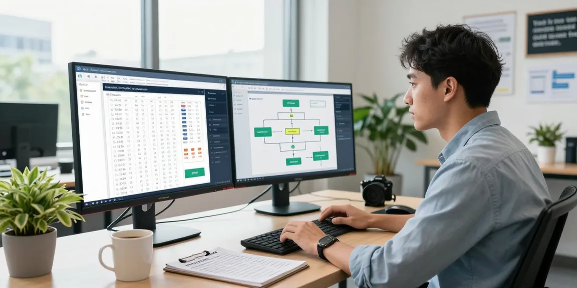 Data analyst using advanced AI software to detect fake receipts in a modern office setting