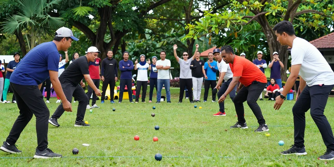 Suasana permainan petanque outdoor oleh anggota FOPI Kota Tarakan, menunjukkan semangat komunitas, fopikotatarakan.org.