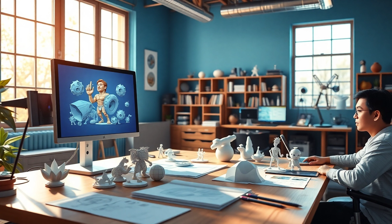 3D Animation studio with animators creating dynamic 3D models and projects.