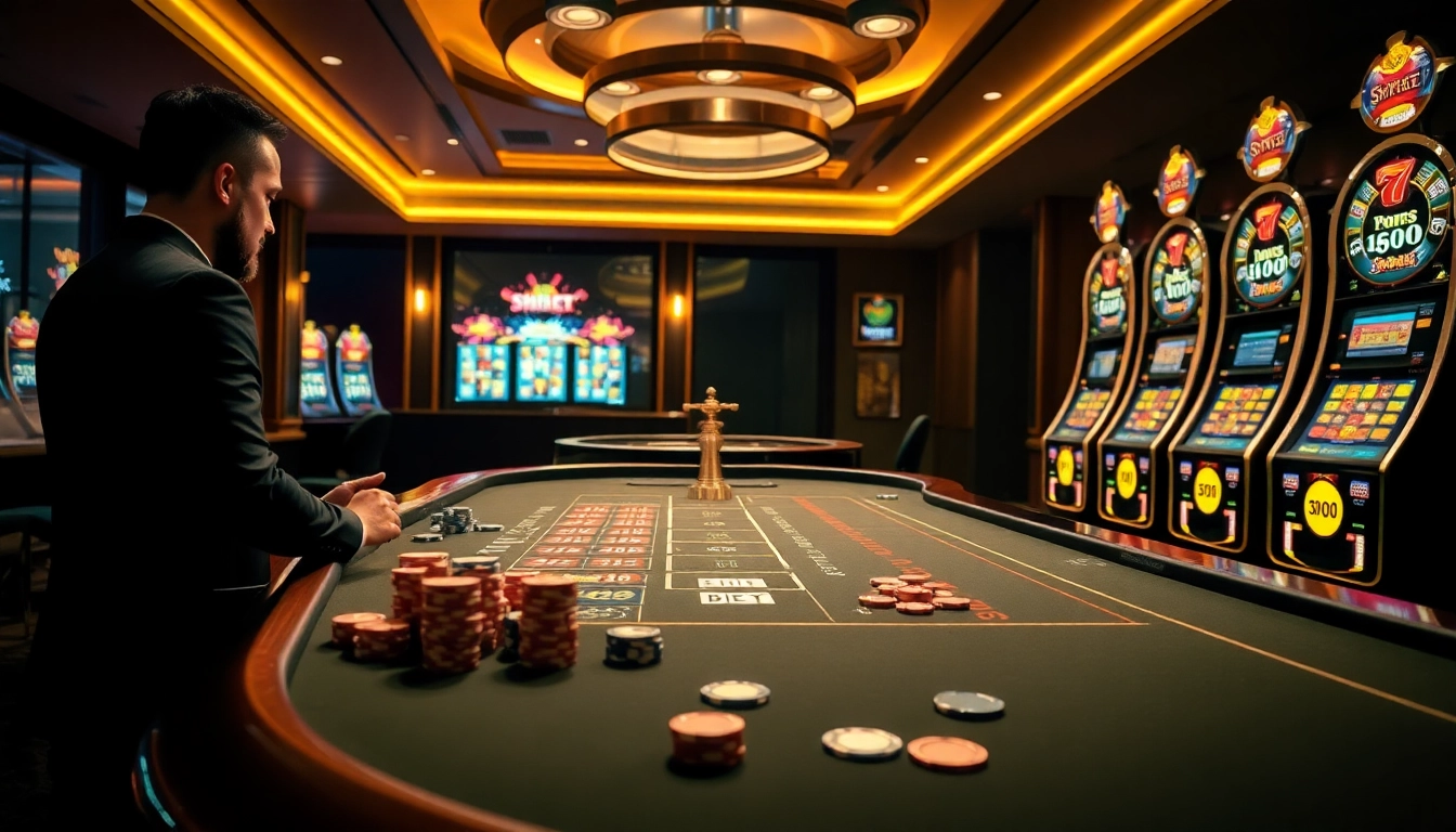 Experience the excitement of SHBET with casino tables, vibrant games, and thrilling stakes.