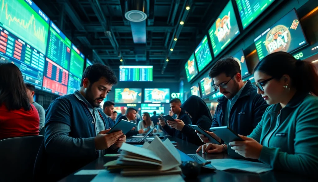 Explore online sportsbooks India with lively urban betting scene showcasing technology and excitement.