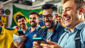 Engaged bettors at best sportsbooks Brazil enjoying thrilling betting experiences.