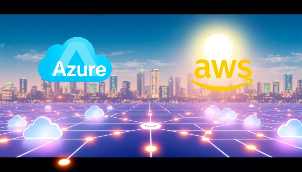 Visual of Azure & AWS Integration showcasing cloud connection, technology interface, and synergy.