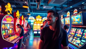 Kode4d slot gaming platform with animated slots and engaging users, showcasing vibrant interface and security features.