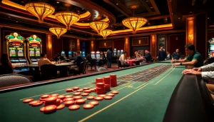Experience the thrill of gaming at F168, featuring luxurious tables, chips, and engaging players.