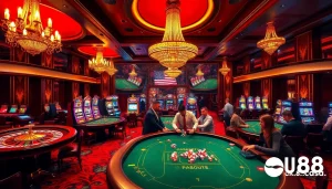 Experience the thrill of gaming at https://uu88.casa/ with luxurious casino tables and vibrant slot machines.