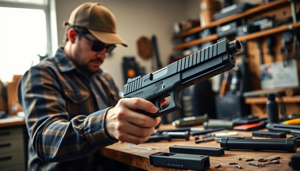 Assembling the polymer80 glock 19 pf940c complete kit showcases craftsmanship and precision in a well-lit workshop.
