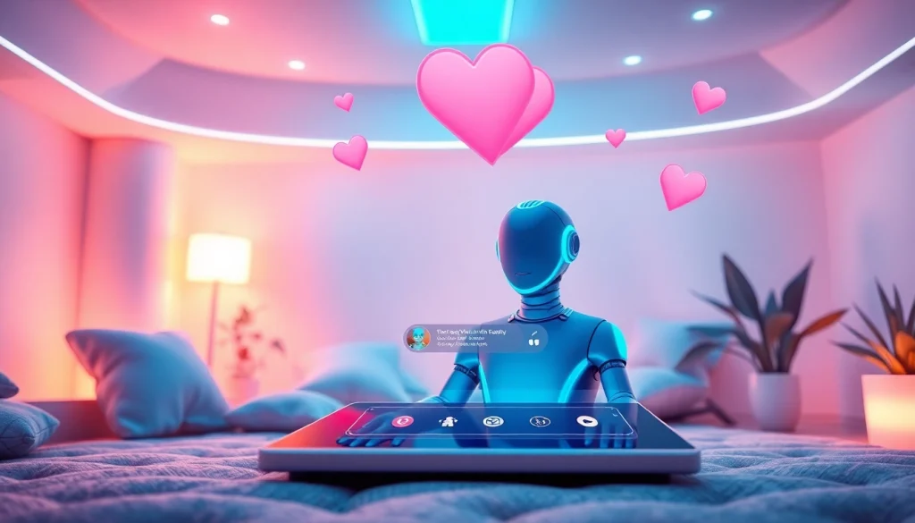 Engaging scene of a user interacting in a sex AI chat, featuring a friendly digital environment.