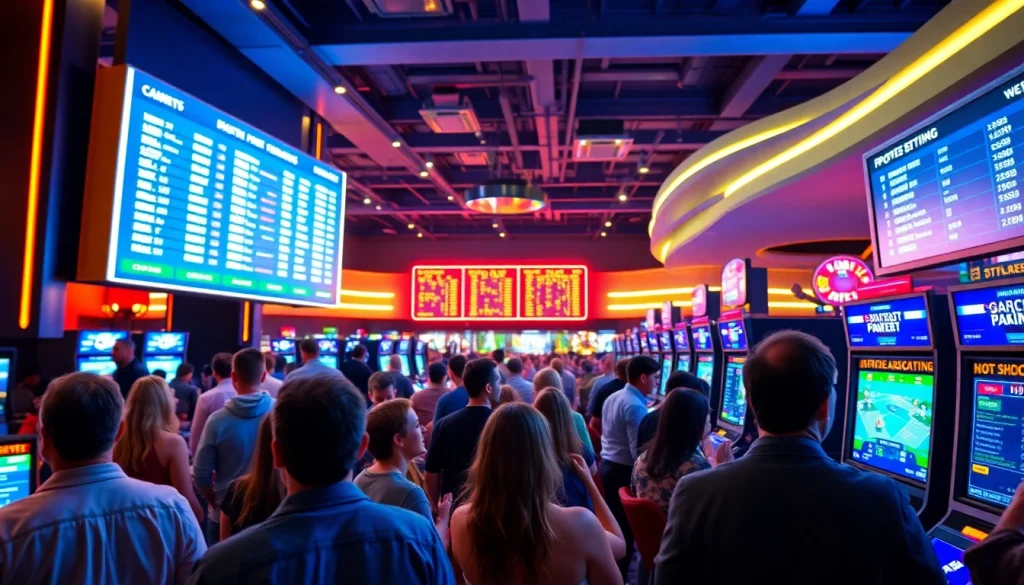 Experience online sports betting Canada with vibrant casino atmosphere and enthusiastic bettors.