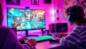 Engaging scene of players enjoying html porn games in a modern gaming setup.