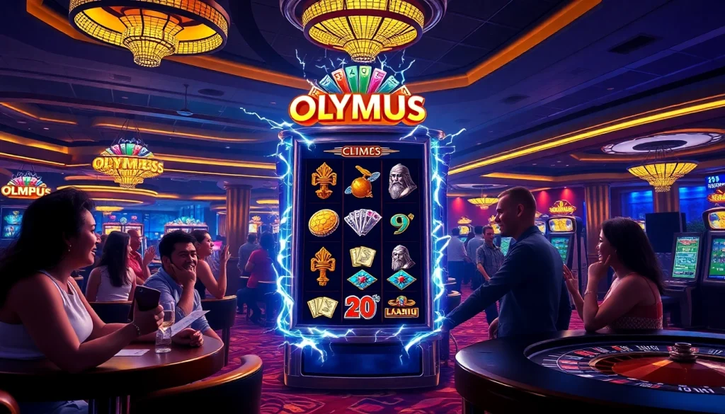 Spin the Olympus slot for thrilling wins in a vibrant casino atmosphere with luxury elements.