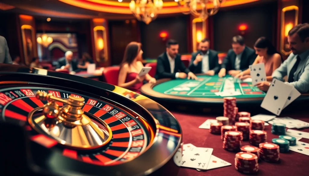 Experience sbobet link alternatif at a luxurious casino with roulette, poker tables, and winning moments.