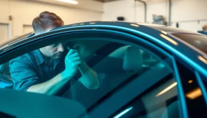 Enhancing vehicle aesthetics with window tinting Cleveland TN service applied by a skilled technician.