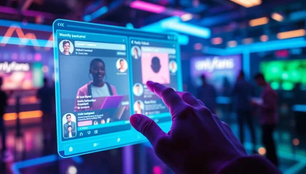 Onlyfans account search engine interface showcasing diverse profiles and vibrant colors