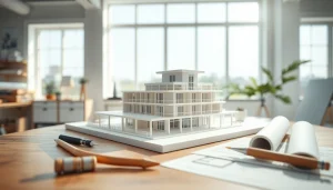 Modell eines architekturmodellbau Magdeburg in einem kreativen, professionellen Arbeitsumfeld.