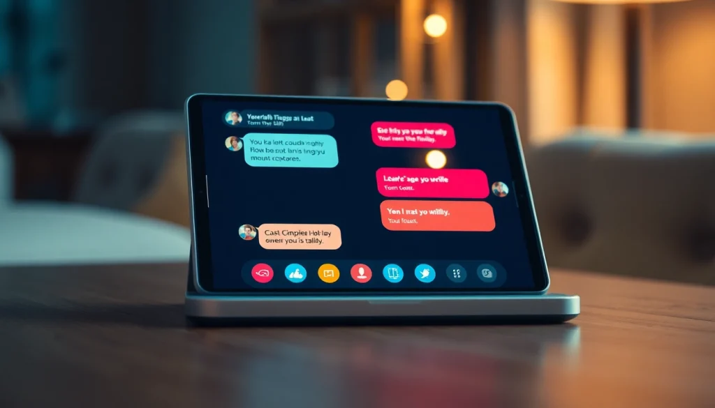 Engaging NSFW AI chat on a modern device with colorful chat bubbles and a cozy atmosphere.