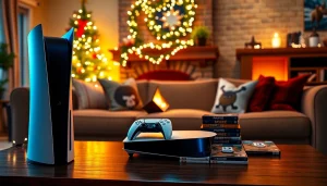 Shop the Walmart PS5 Black Friday deals featuring a cozy gaming setup with festive decor.