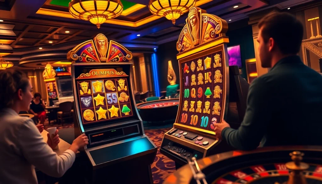 Putar gulungan permainan Olympus Slot di kasino yang hidup, dipenuhi dengan kegembiraan dan kemewahan.