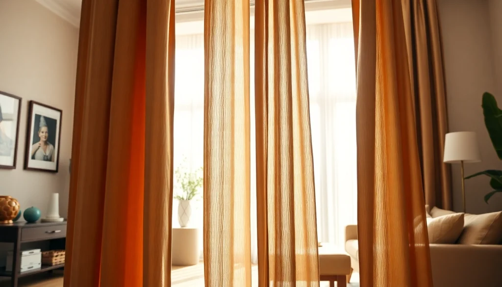 Geniet van stijlvolle verduisterende gordijnen die een warme sfeer creert in de woonkamer.