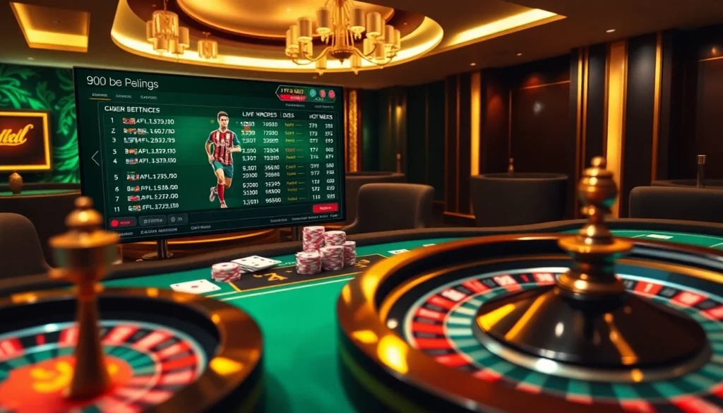 Experience thrilling situs bola online betting with a vibrant casino interface showcasing poker and roulette.