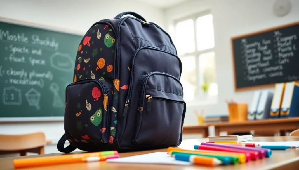 Handtasche für Schulen in stilvollem Design für Schüler im Klassenzimmer.