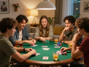 Gather friends for exciting Poker Online games at home, showcasing an engaging poker night.